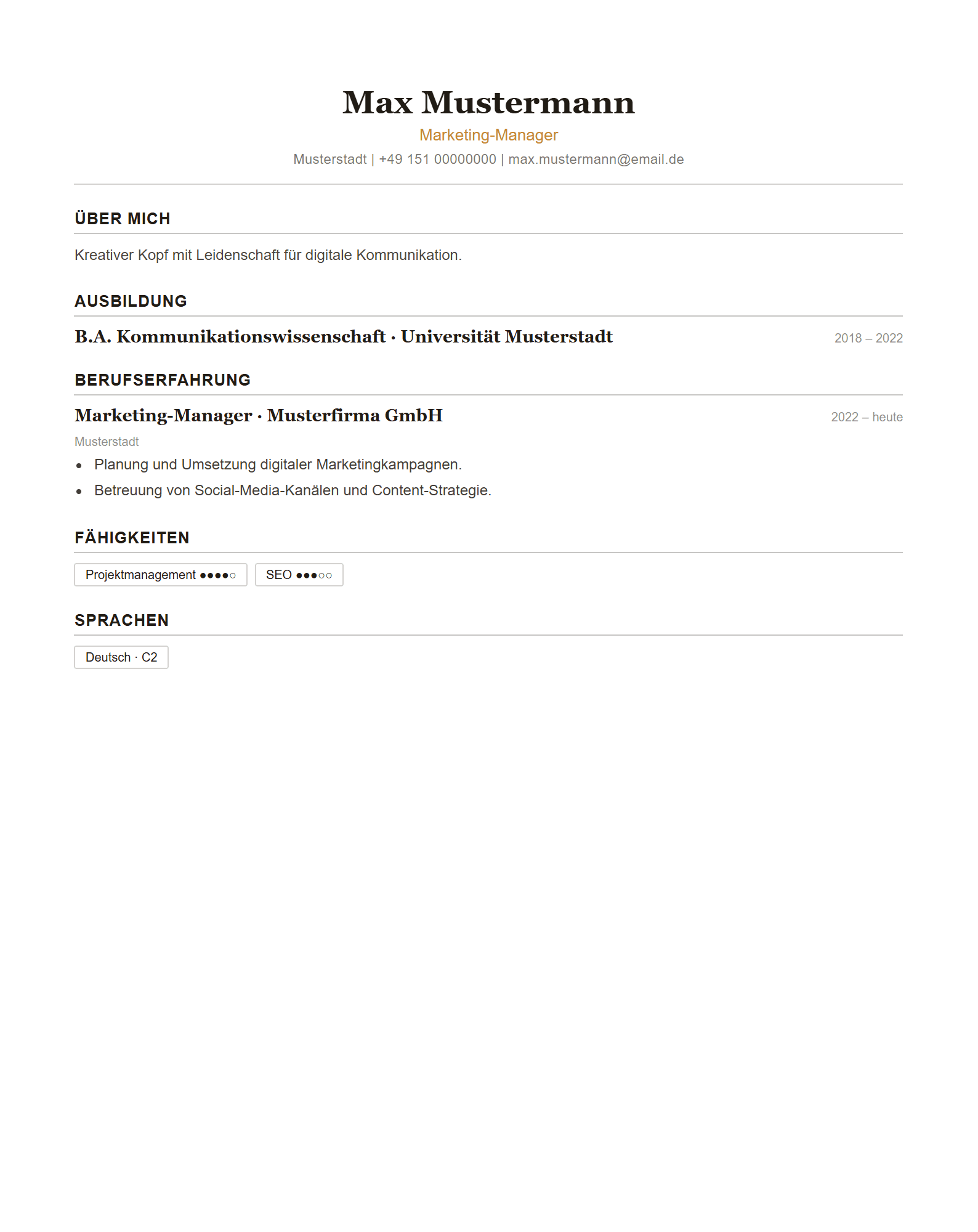 Beispielvorschau im Stil Klassisch