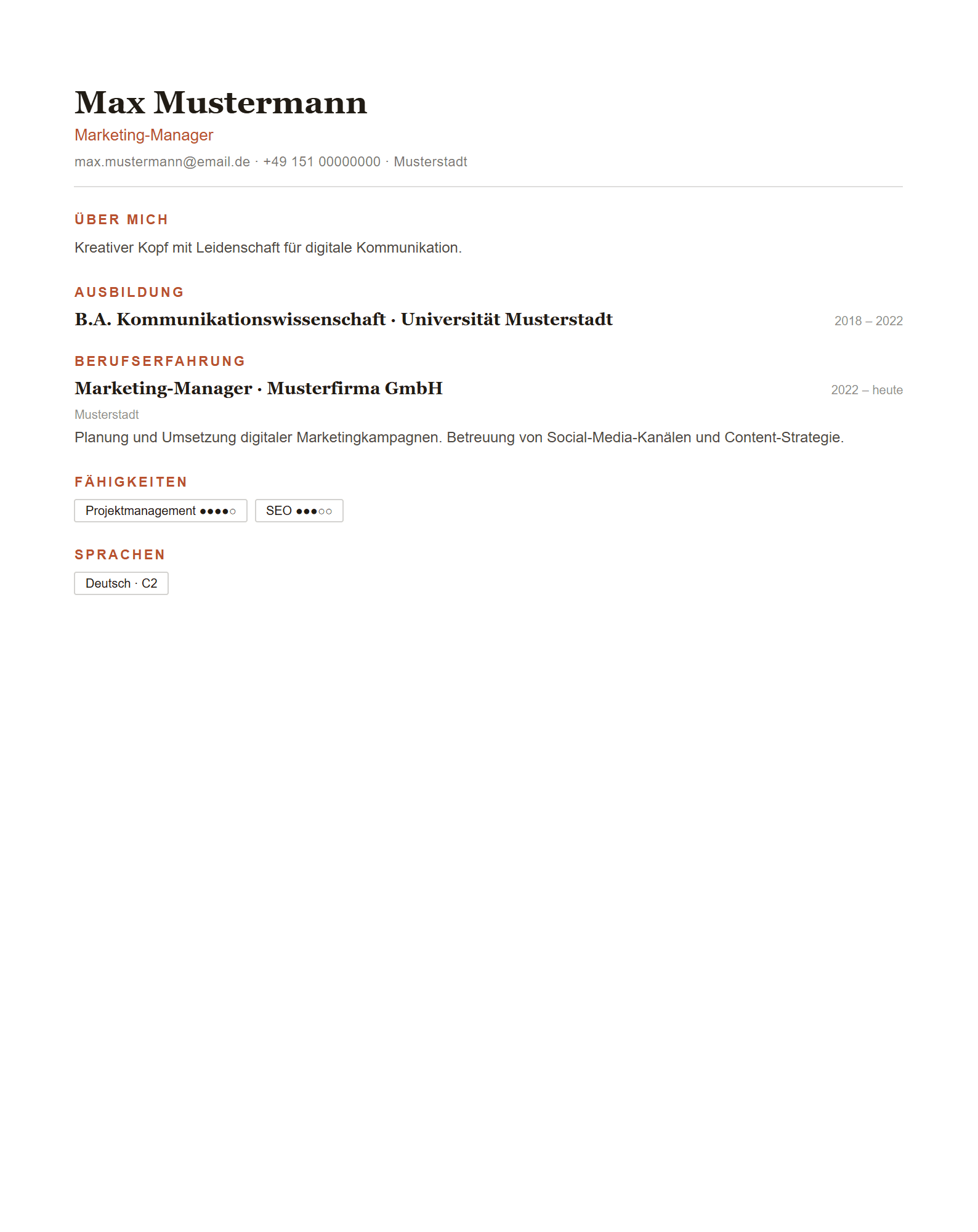 Beispielvorschau im Stil Minimalistisch